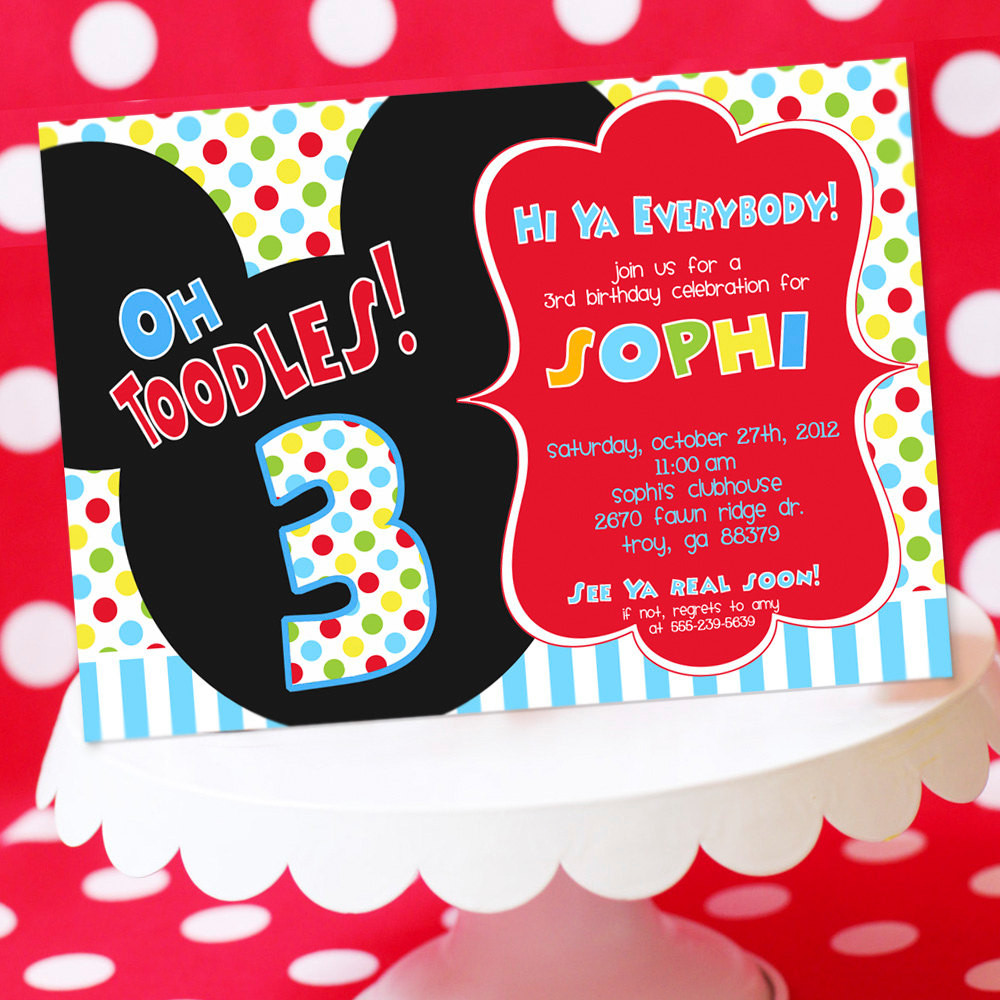 Mickey Mouse Birthday Party Invitations
 Mickey Mouse Birthday Invitation Mickey by AmandasPartiesToGo