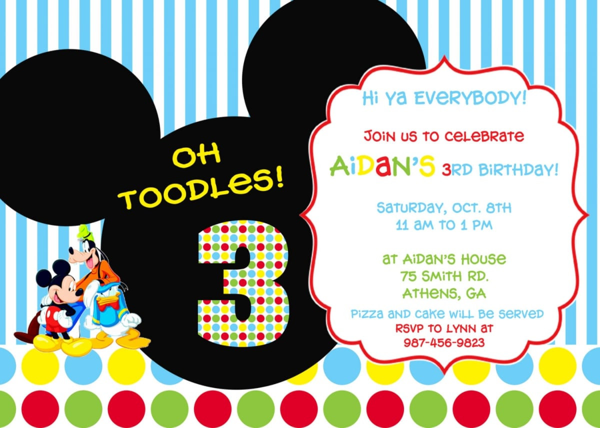 Mickey Mouse Birthday Party Invitations
 Invitation Ideas Mickey Mouse