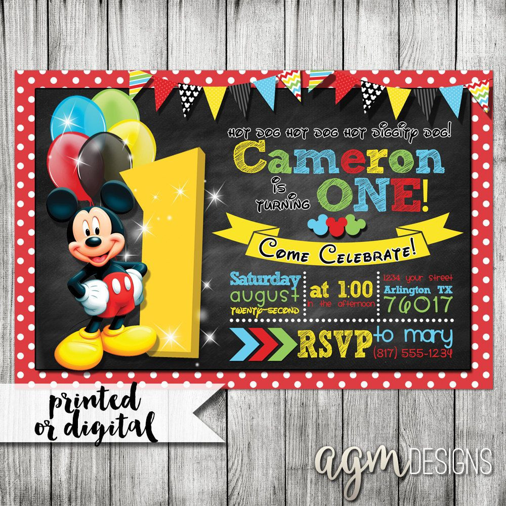 Mickey Mouse Clubhouse Birthday Party Invitations
 Mickey Mouse Invitation Mickey Mouse 1st Birthday Mickey