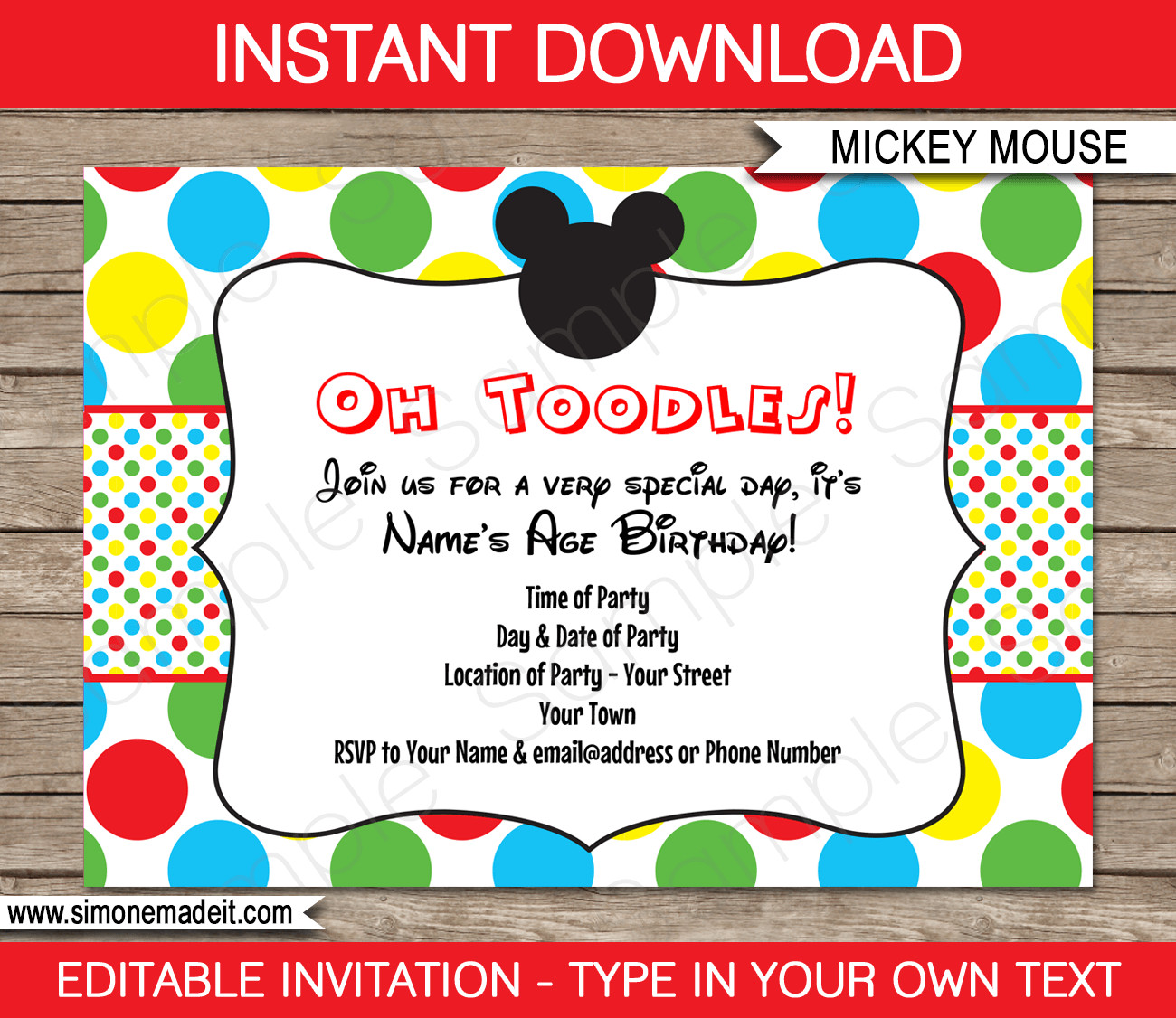 Mickey Mouse Clubhouse Birthday Party Invitations
 Mickey Mouse Party Invitations Template