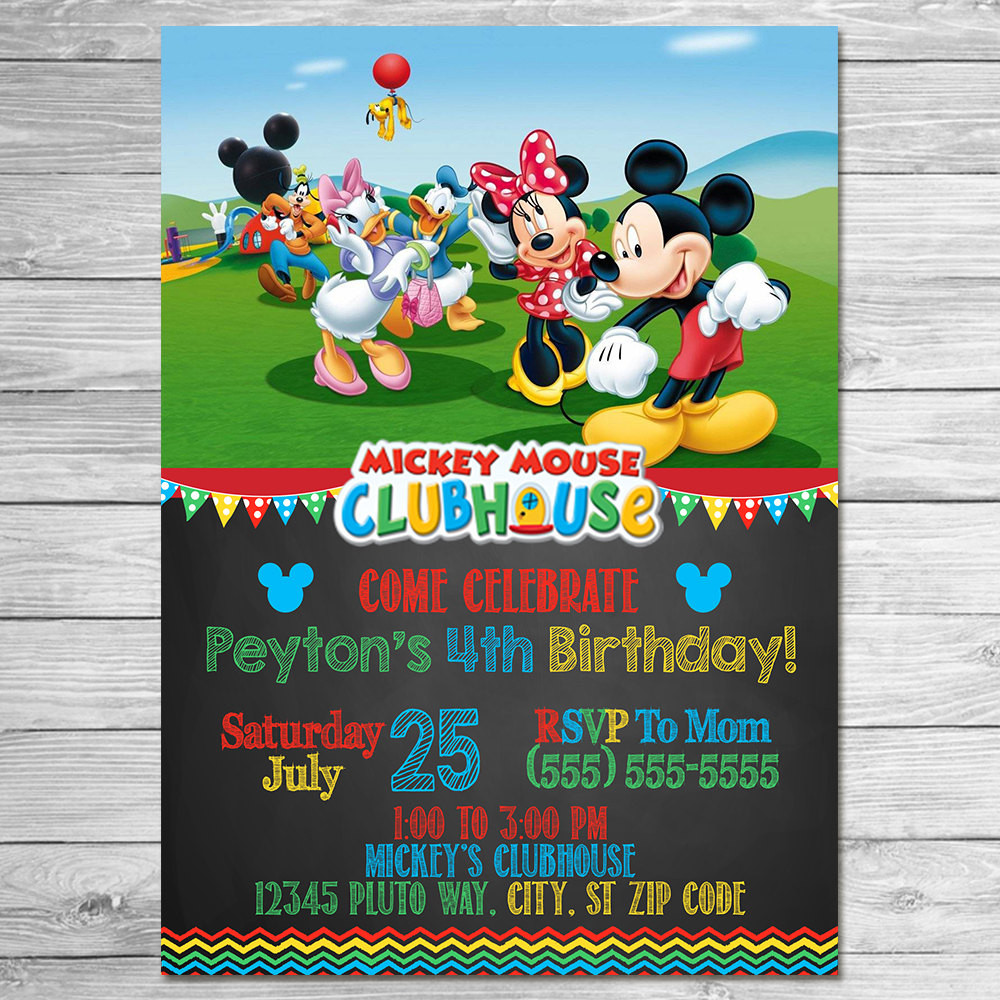 Mickey Mouse Clubhouse Birthday Party Invitations
 Mickey Mouse Clubhouse Invitation Chalkboard Mickey Mouse