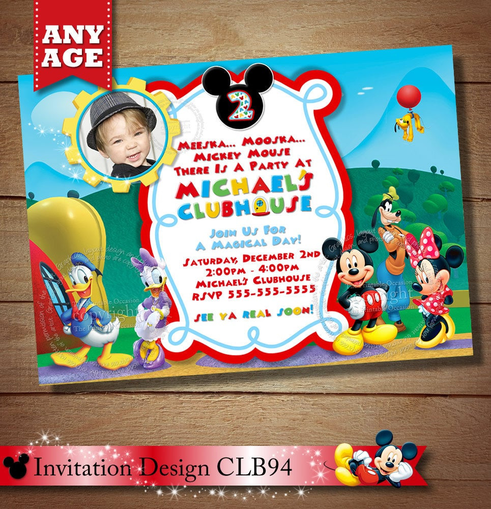 Mickey Mouse Clubhouse Birthday Party Invitations
 HUGE SELECTION Clubhouse Mickey Birthday Invitation Mickey