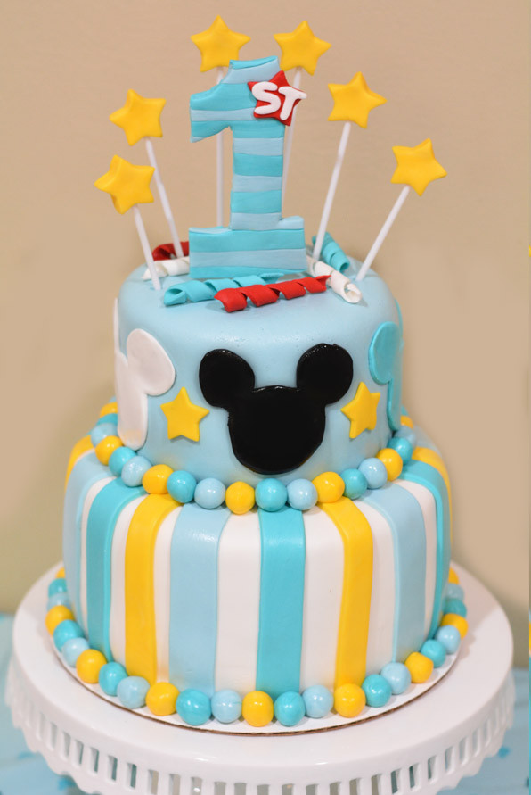 Mickey Mouse First Birthday Cake
 How to Make a Mickey Mouse Cake With Fondant Mommy s