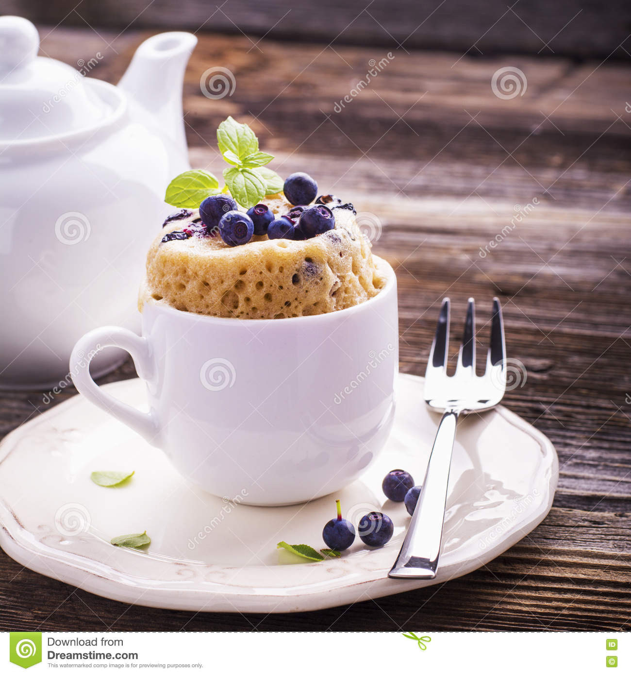 Microwave Cupcakes In A Mug
 Blueberry Microwave Muffin In Mug Selective Focus Stock