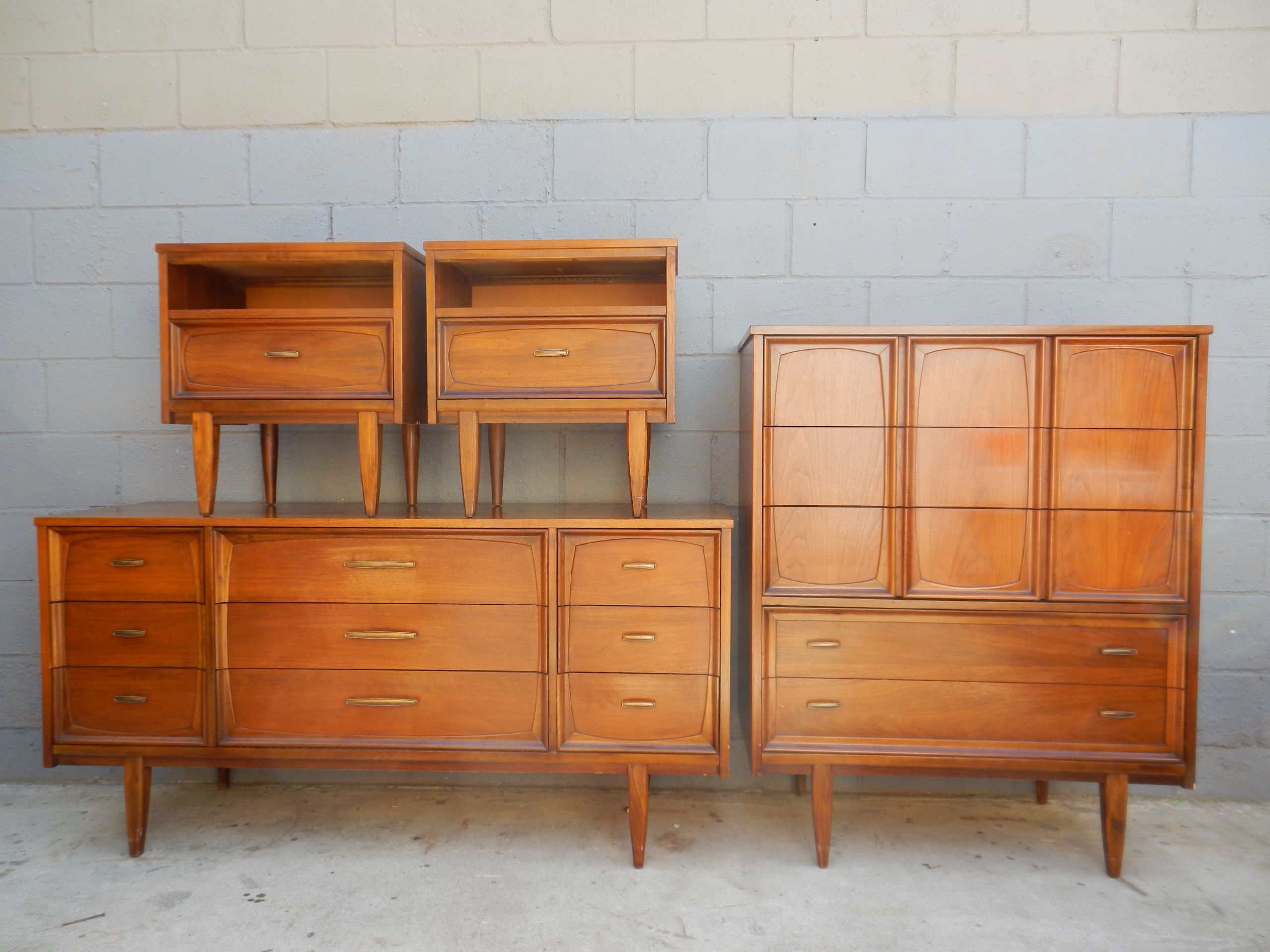 Mid Century Modern Bedroom Set
 Mid Century Bedroom Set Dresser High Boy and Night