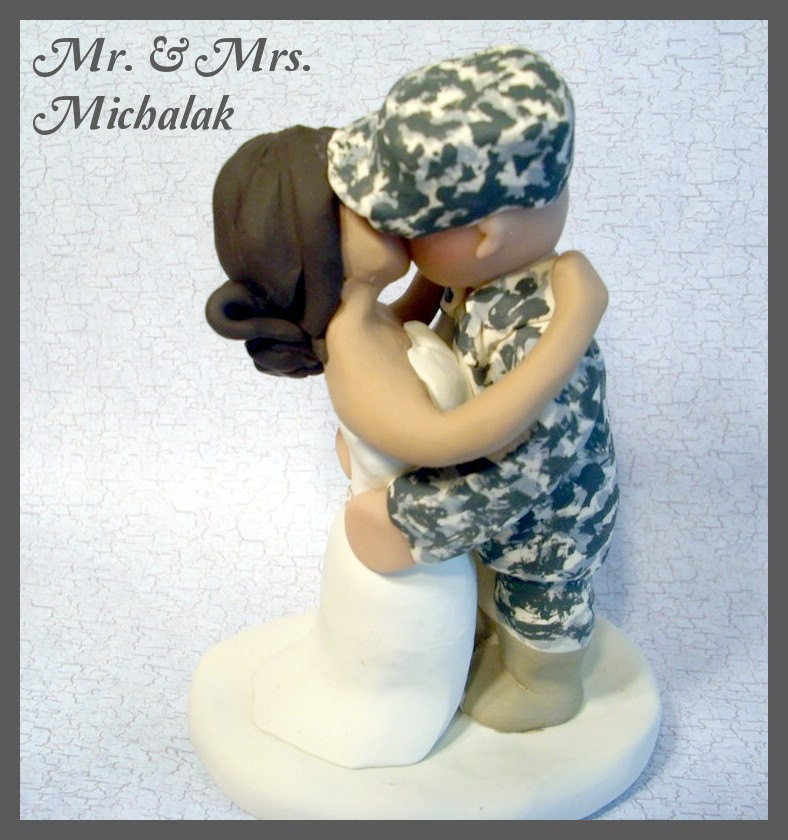Military Wedding Cake Toppers
 Military Wedding Cake Topper Kiss by gingerbabies on Etsy