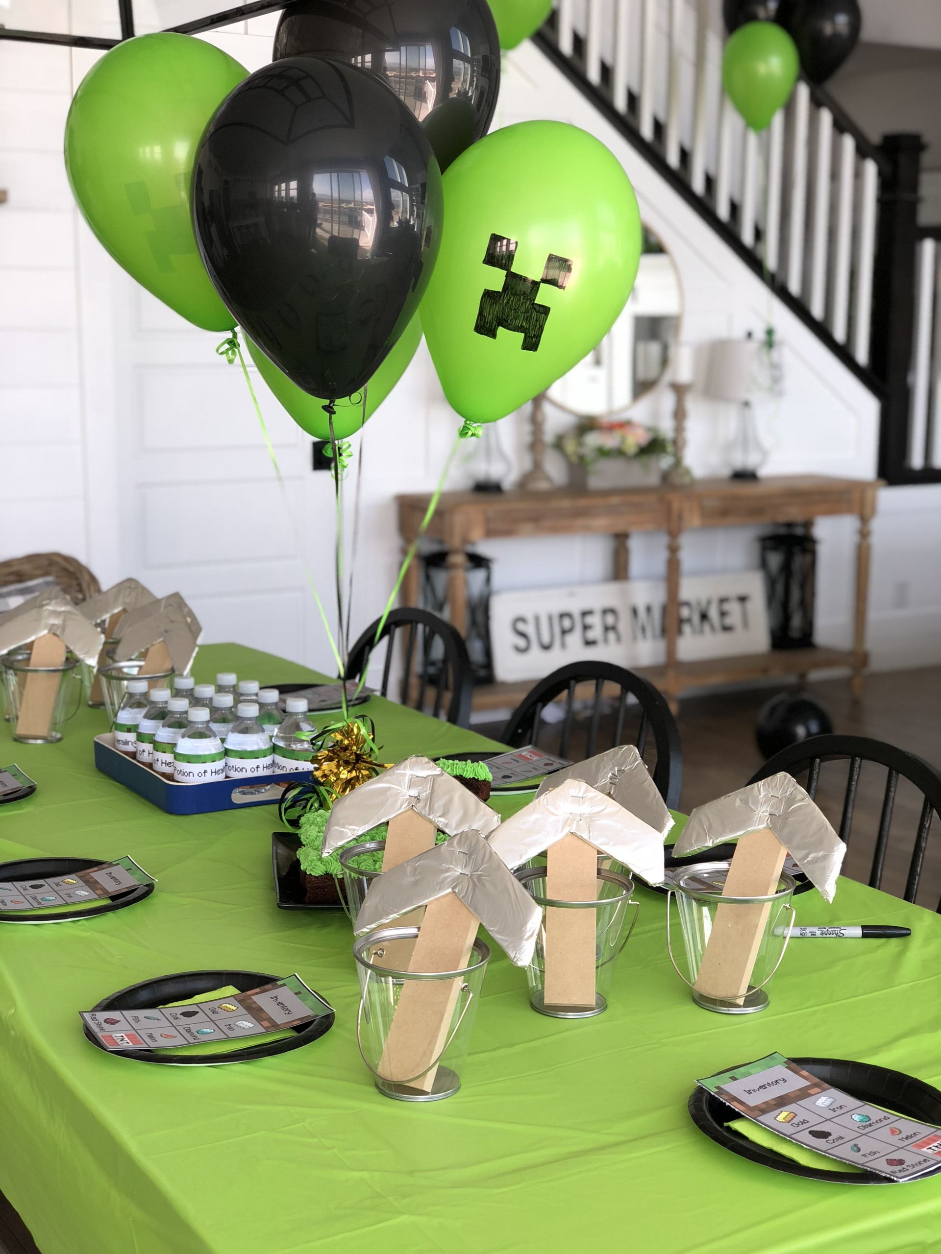 Minecraft Decorations For Birthday Party
 Minecraft Birthday Party with Free Printables Honeybear Lane