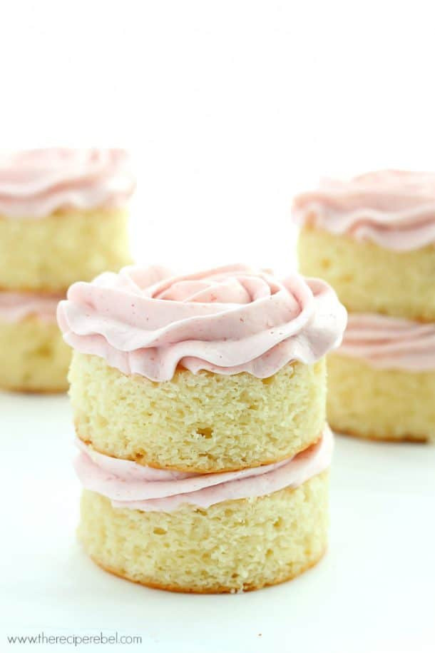 Mini Birthday Cake Recipes
 Mini Vanilla Layer Cakes with Strawberry Swiss Meringue