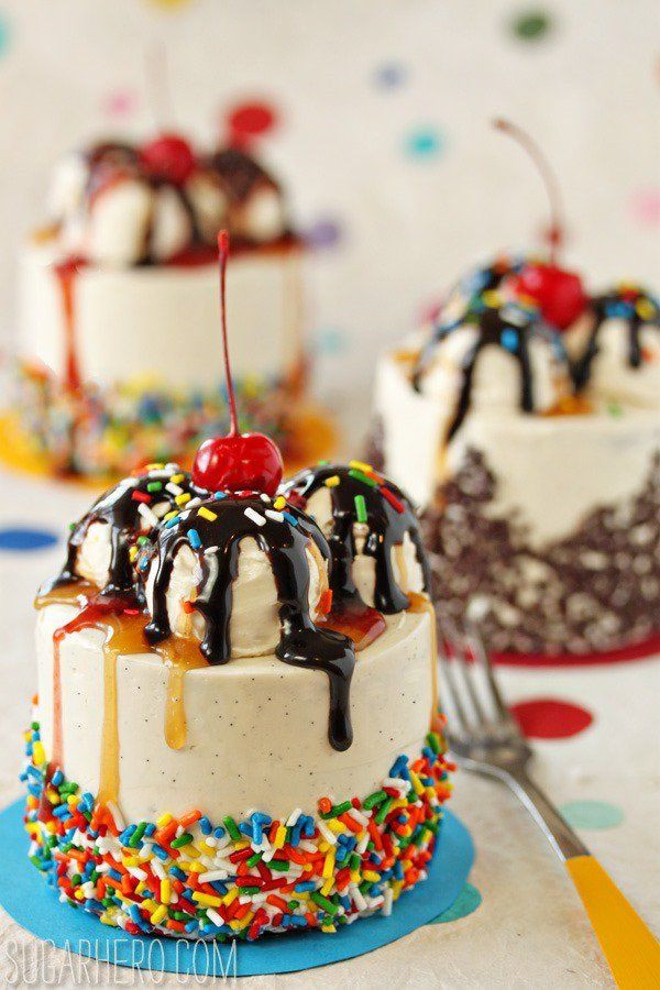 Mini Birthday Cake Recipes
 Mini Banana Split Cakes fun to make at a birthday party