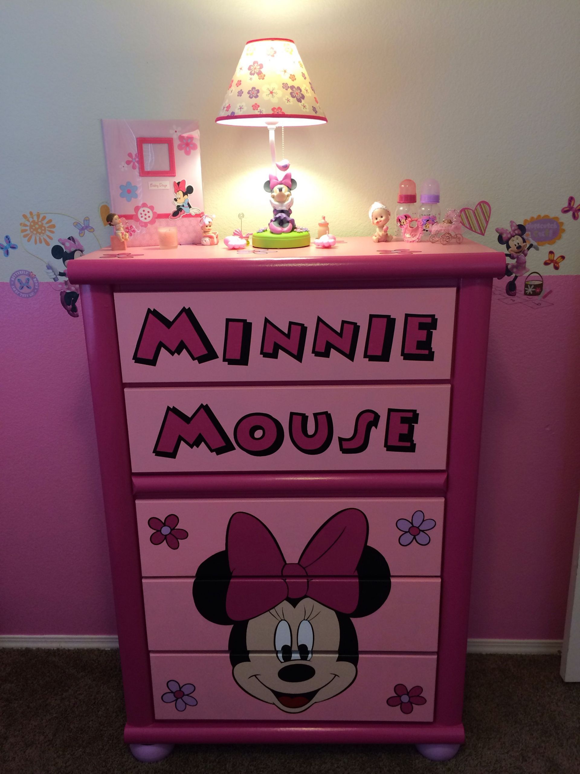 Minnie Mouse Baby Room Decor
 Custom Minnie Dresser & accessories