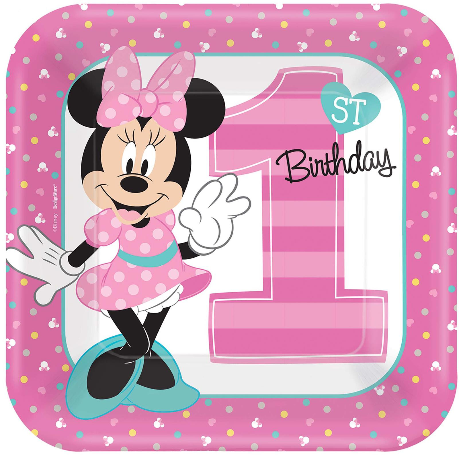 Minnie Mouse First Birthday Party Ideas
 Disney Minnie Mouse 1st Birthday Dinner Plates PartyBell
