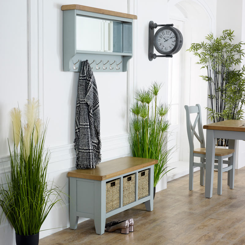 Mirror Storage Bench
 Grey Storage Bench & Wall Mirror Rochford Range