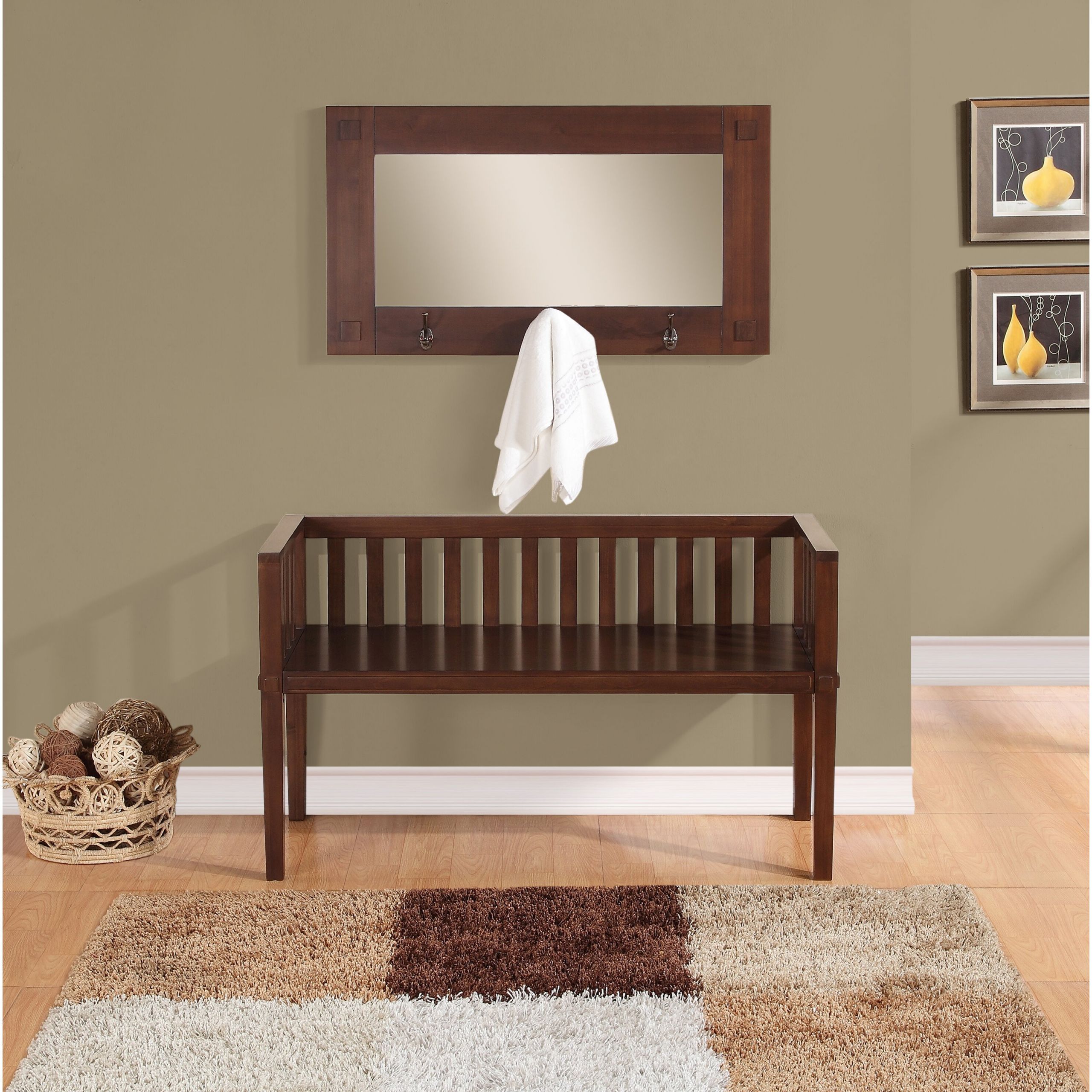 Mirror Storage Bench
 Simpli Home Greyson Wood Storage Entryway Bench with