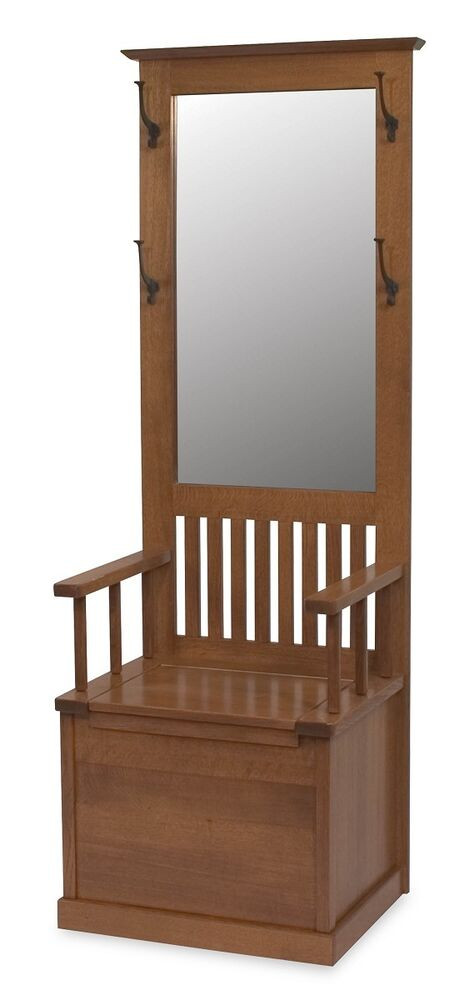 Mirror Storage Bench
 Amish Wood Mission Hall Tree Storage Bench Mirror Hallway