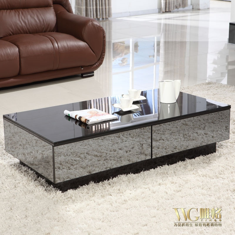 Mirror Tables For Living Room
 Stylish black mirror effect glass living room coffee table