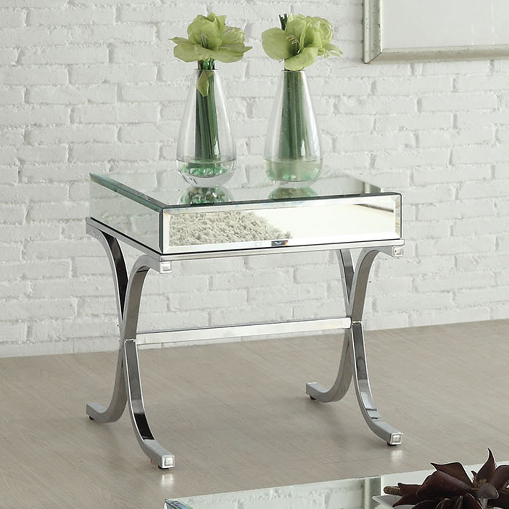 Mirror Tables For Living Room
 Yuri Modern Living Room End Side Table Stand Mirrored Top