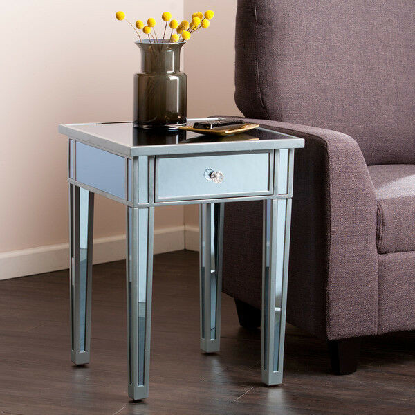 Mirror Tables For Living Room
 Mirrored Side Table End Accent Decor Nightstand Mirror