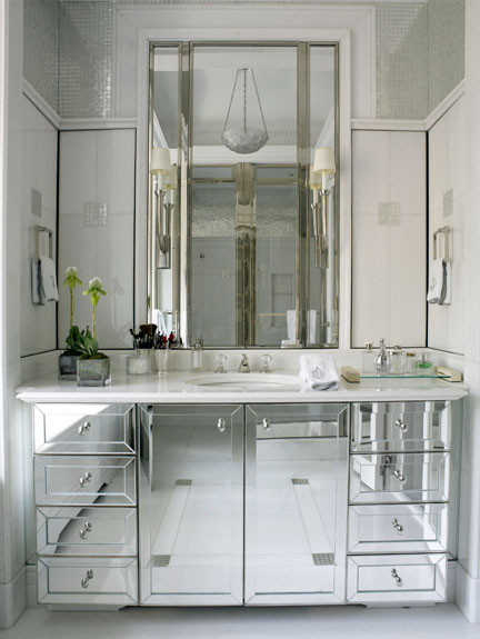 Mirrored Bathroom Vanity Cabinet
 Michael Homchick Stoneworks Unique bathroom vanities