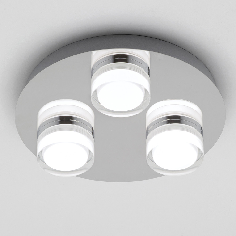 Modern Bathroom Ceiling Light
 Bolton 3 Light LED IP44 Flush Ceiling Spotlight Plate