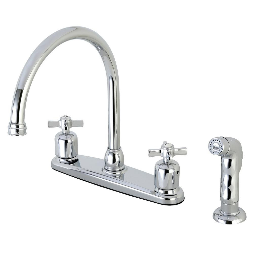 Modern Brass Kitchen Faucet
 Kingston Brass Modern Cross 2 Handle High Arc Standard