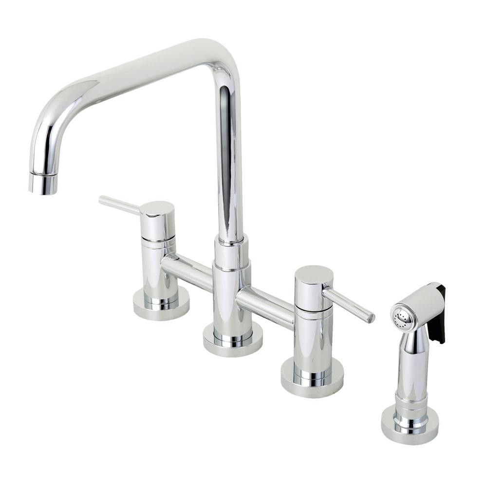 Modern Brass Kitchen Faucet
 Kingston Brass Modern 2 Handle Bridge Kitchen Faucet with