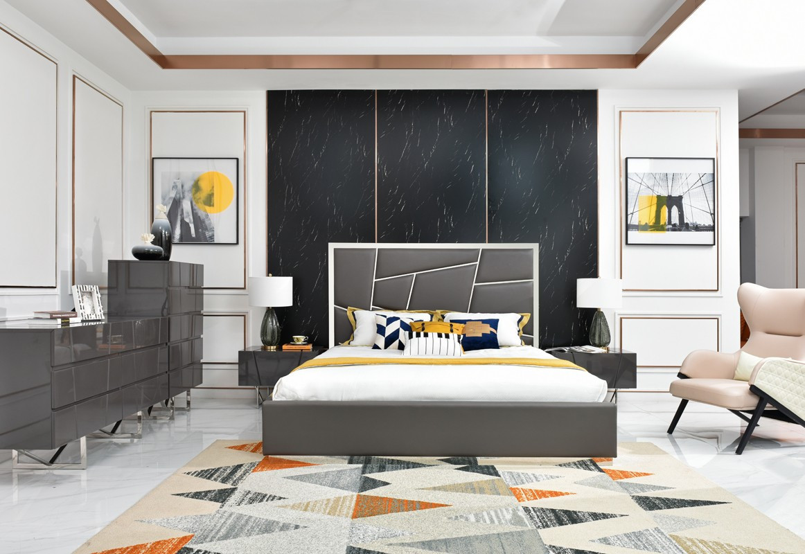 Modern Contemporary Bedroom Furniture
 Modrest Chrysler Modern Grey Bedroom Set Modern Bedroom