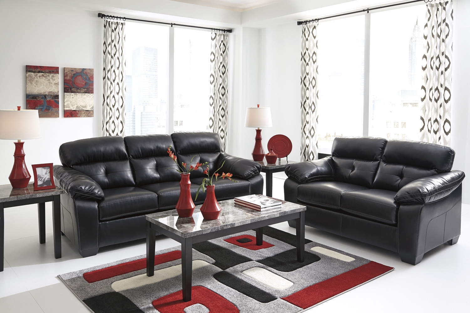 Modern Contemporary Living Room Furniture
 Midnight Black Casual Contemporary Living Room Furniture