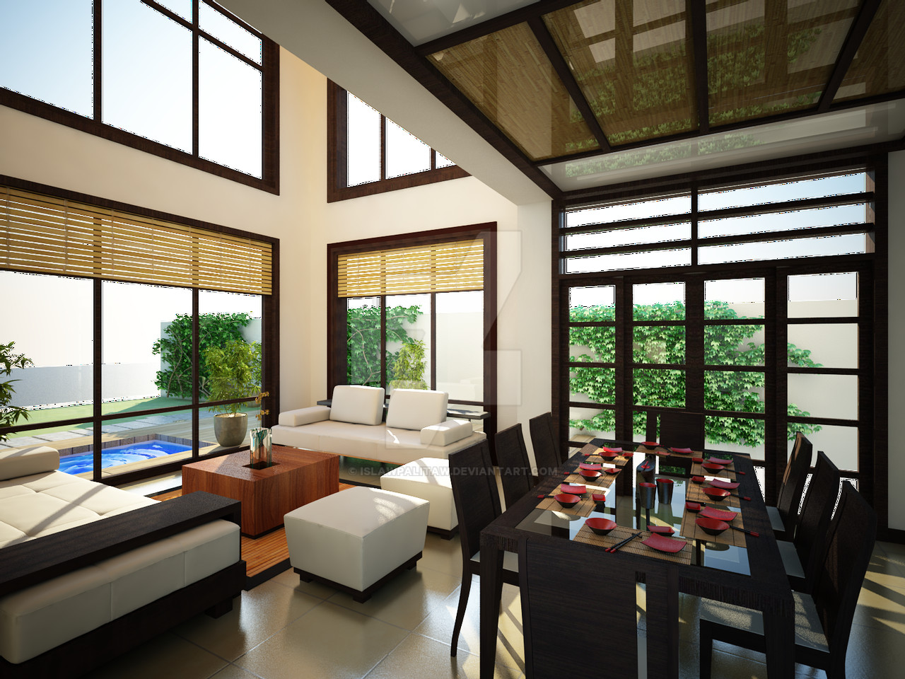 Modern Japanese Living Room
 Japanese Inspired Living Room by islawpalitaw on DeviantArt