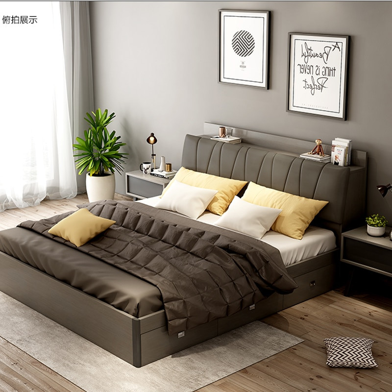 Modern King Size Bedroom Sets
 Modern style king size bed grey bed room furniture with
