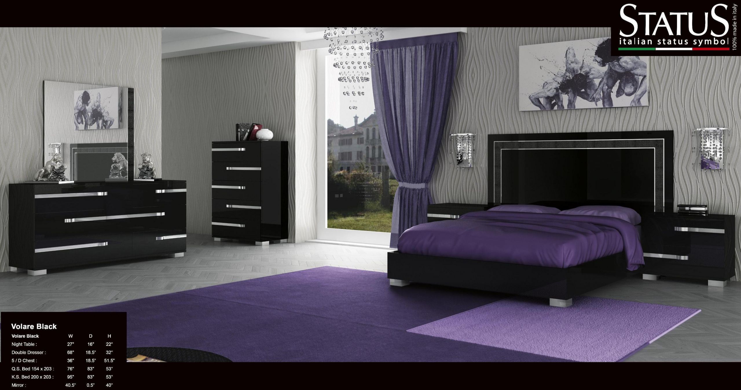 Modern King Size Bedroom Sets
 VOLARE KING SIZE MODERN BLACK BEDROOM SET 5PC MADE IN