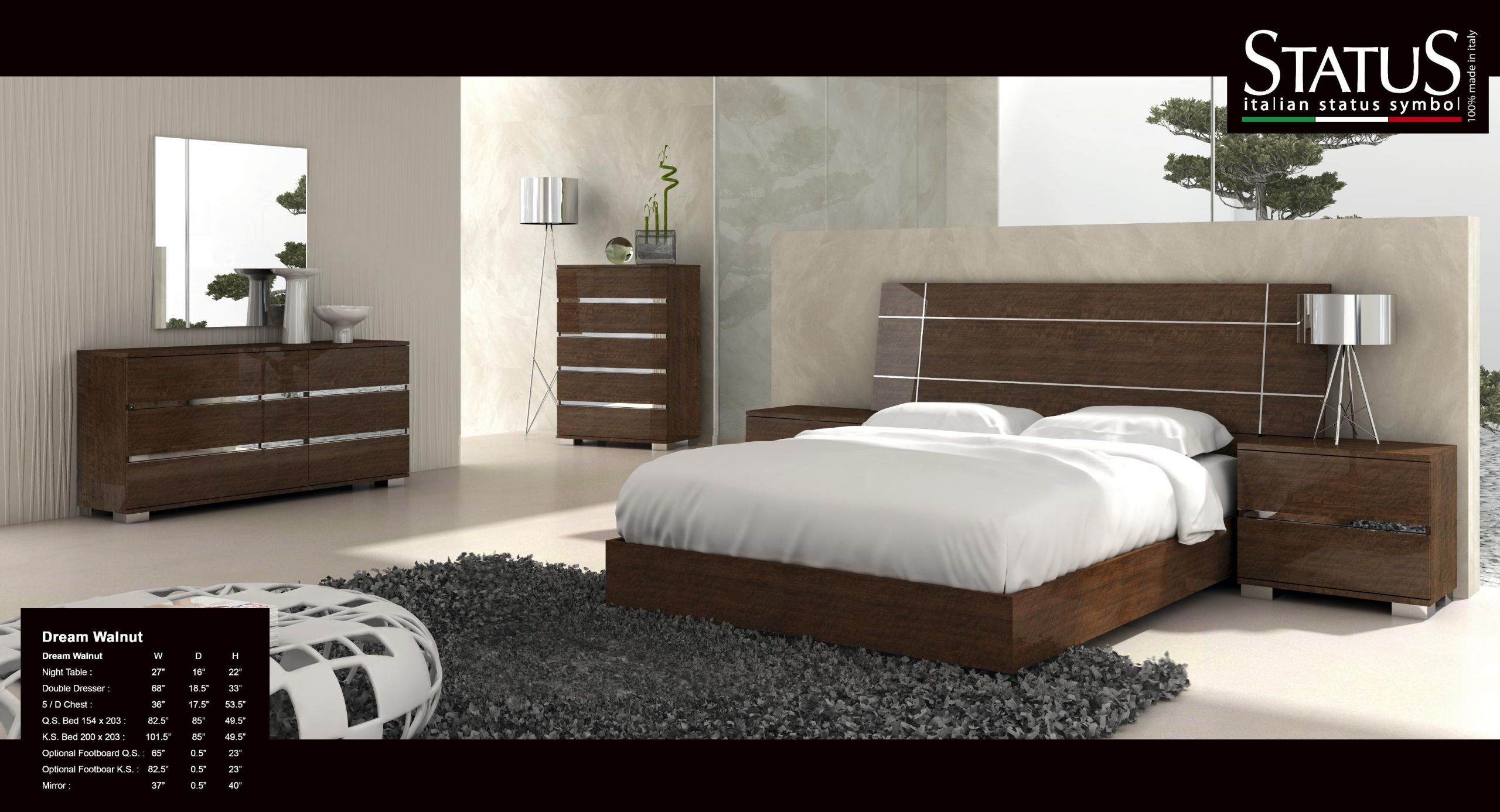 Modern King Size Bedroom Sets
 Dream King Size Modern Design Bedroom Set Walnut 5 PC Bed