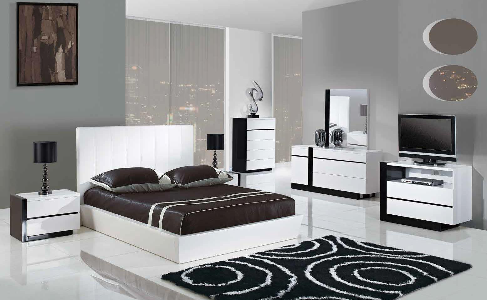 Modern King Size Bedroom Sets
 TRINITY 5pcs KING SIZE MODERN PLATFORM BEDROOM SET WHITE