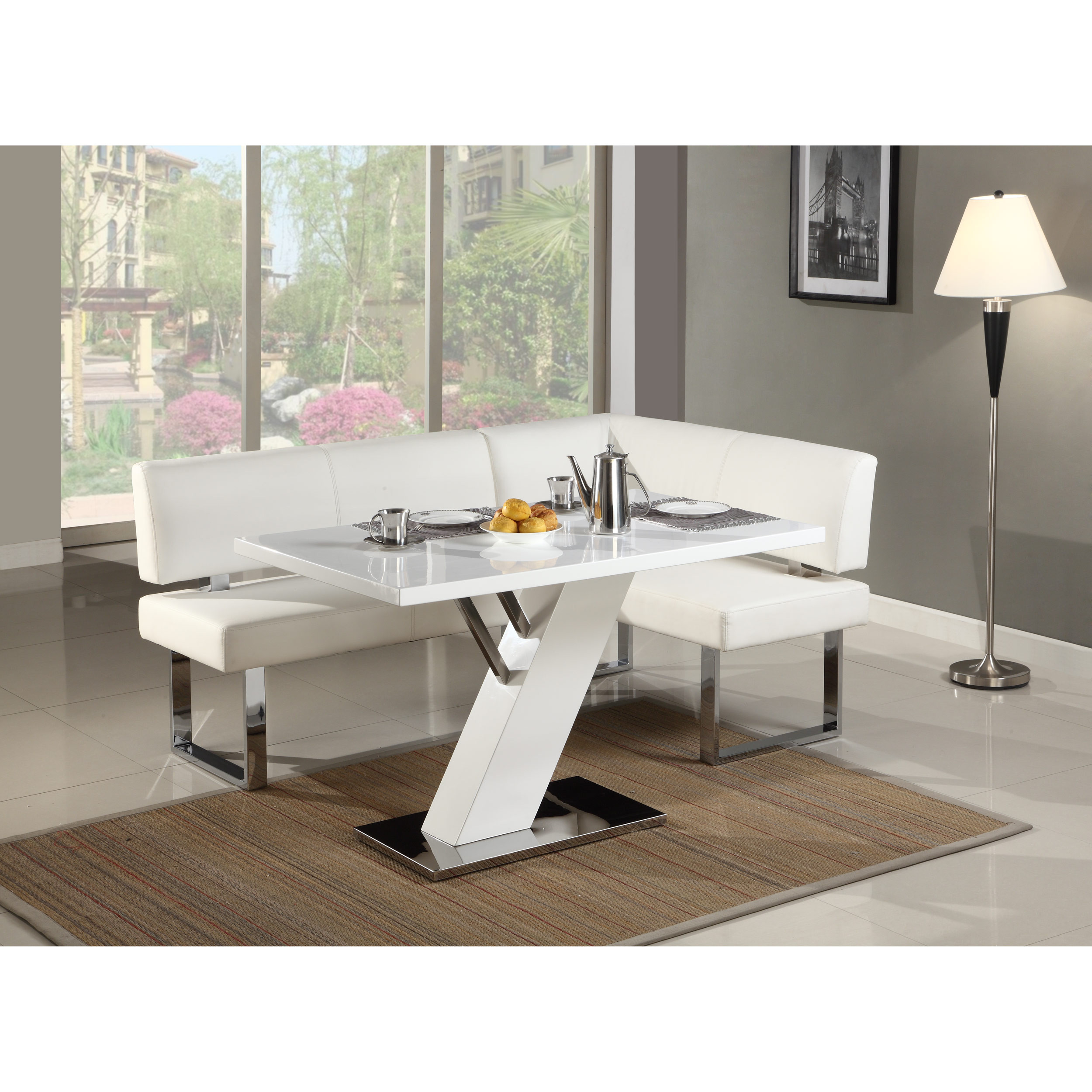 Modern Kitchen Table With Bench
 Contemporary Galleries Nook Corner Bench Seating White