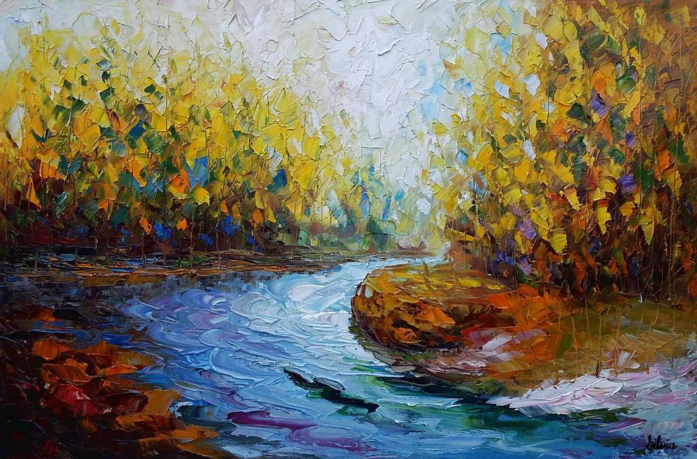 Modern Landscape Paintings
 Landscape Art Autumn River Abstract Painting Oil