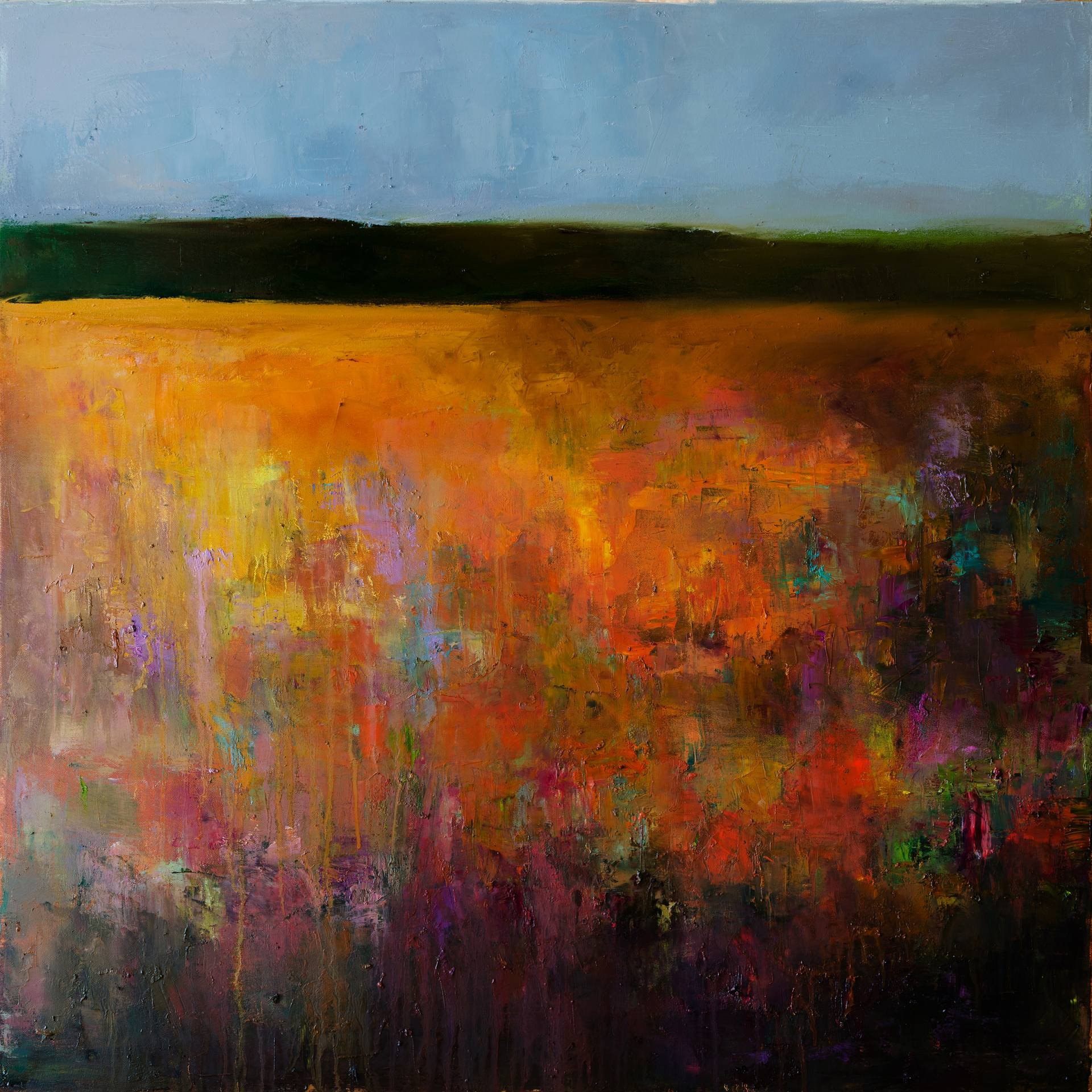 Modern Landscape Paintings
 Abstract Landscape Autumn field Painting by Anton