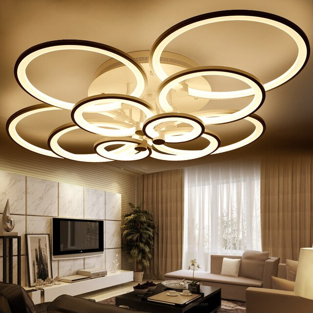 Modern Living Room Chandeliers
 rings white finished chandeliers LED circle modern