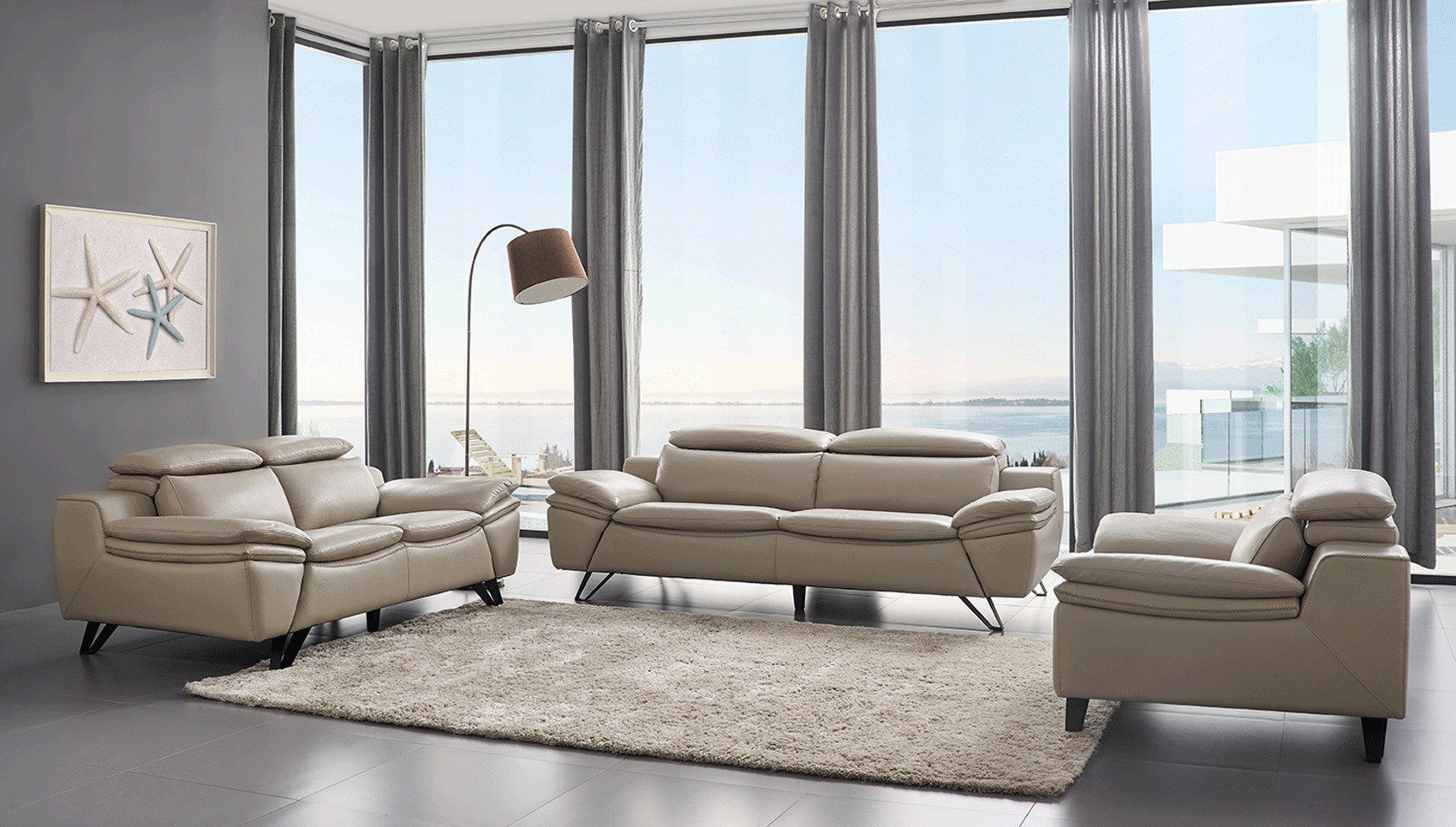 Modern Living Room Furniture
 Grey Leather Contemporary Living Room Set Cleveland Ohio