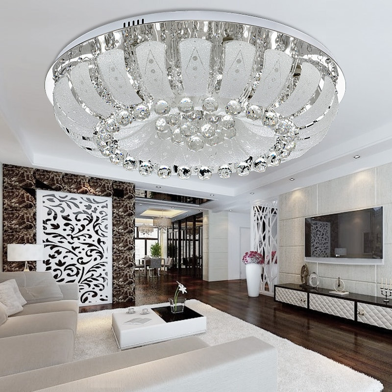 Modern Living Room Light Fixtures
 Round LED Crystal Ceiling Lights Simple Modern Living Room