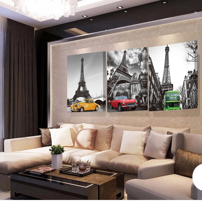Modern Paintings For Living Room
 3 Piece Landscape Art Modern Paintings Tower Car Wall