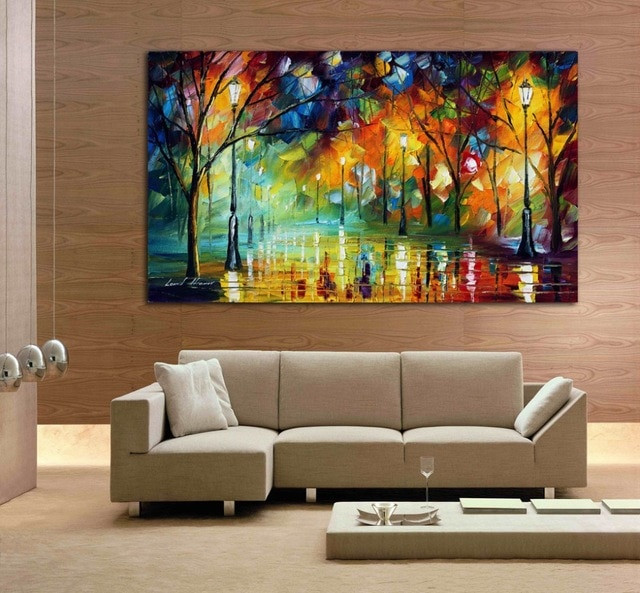 Modern Paintings For Living Room
 hand drawn city at night 3 knife painting modern