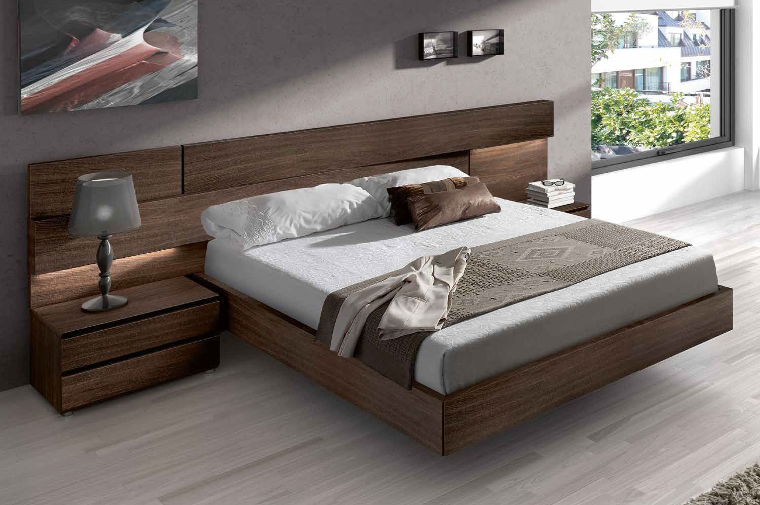 Modern Wood Bedroom Furniture
 Made in Spain Wood High End Platform Bed with Extra