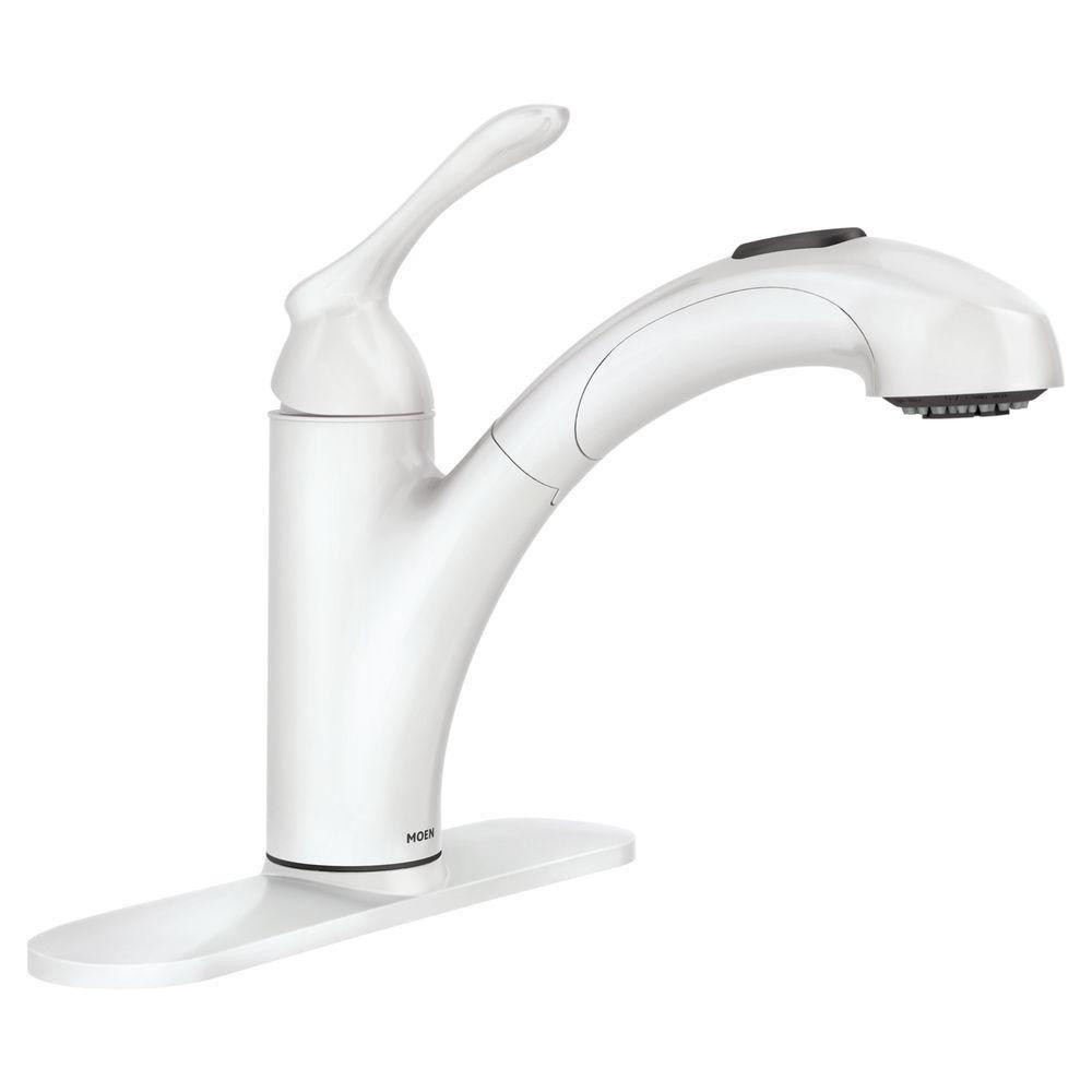 Moen White Kitchen Faucets
 MOEN Banbury Single Handle Pull Out Sprayer Kitchen Faucet