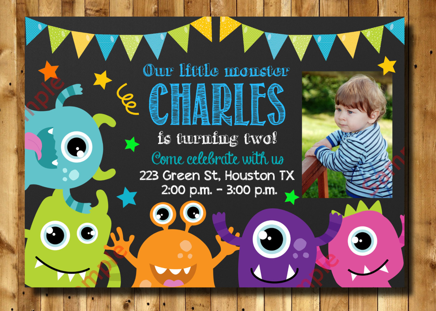 Monster Invitations Birthday
 Monster Birthday Invitation 1st 2nd 3rd Any Age Birthday