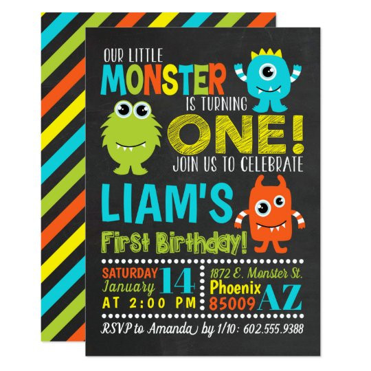 Monster Invitations Birthday
 Monster 1st Birthday Party Invitation