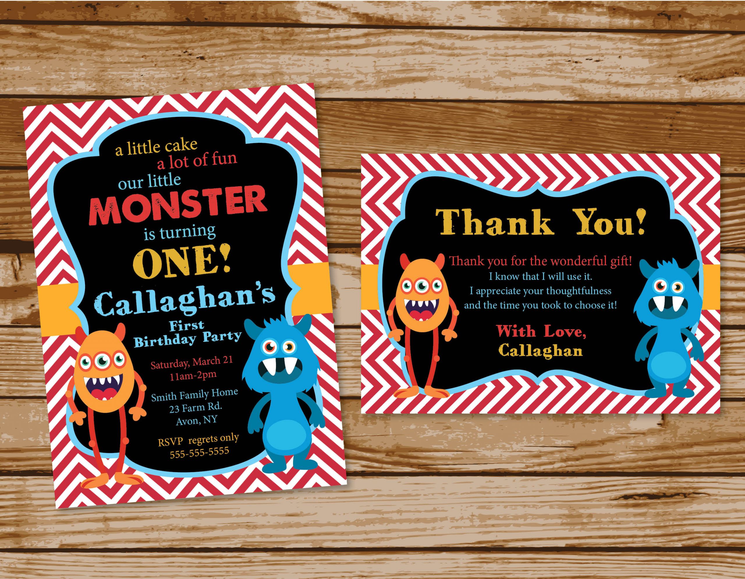 Monster Invitations Birthday
 Monster Themed Birthday Party Invitations – PRINTING by