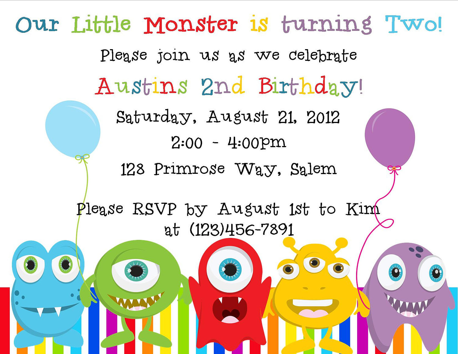 Monster Invitations Birthday
 Little Monster Birthday Invitation Digital by