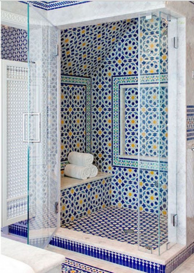 Mosaic Tile Bathroom
 Blue Moroccan Mosaic Tile Bathroom in Cape Cod