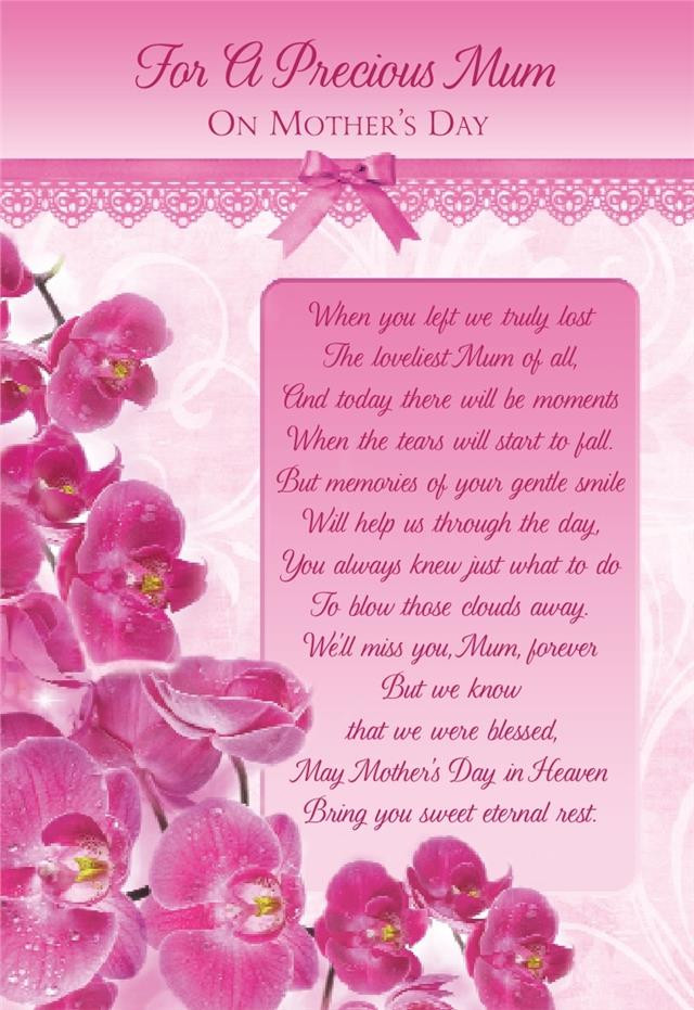 Mothers Day Quote For Deceased Mother
 Mothers Day Graveside Bereavement Memorial Cards VARIETY