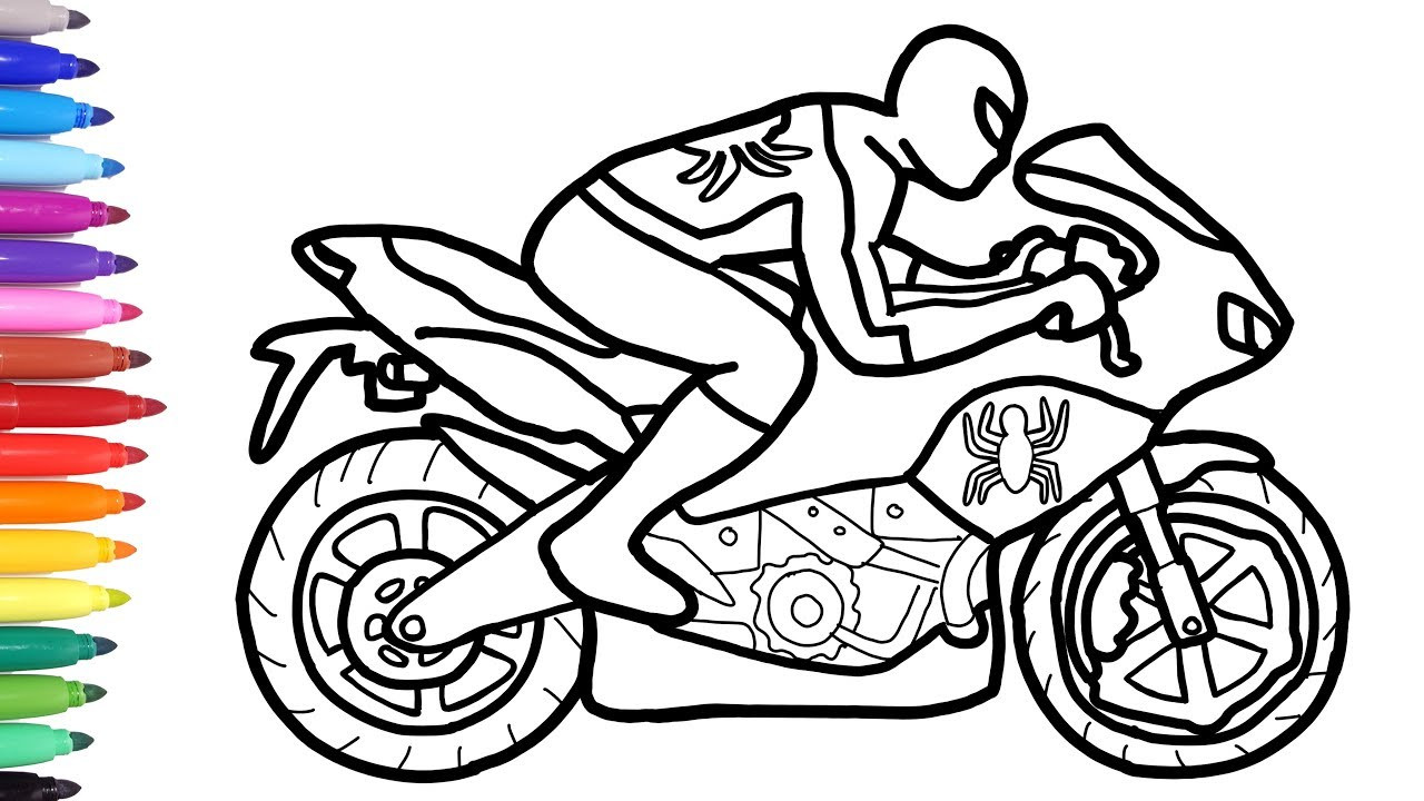 Motorcycle Coloring Pages For Kids
 Spiderman Motorcycle Coloring Pages Superheroes Motorbike