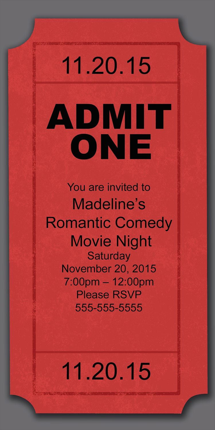 Movie Themed Birthday Party Invitations
 Movie Night Party Invitation